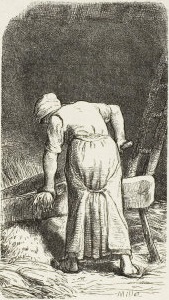 Крестьянка за резкой соломы. Жан Франсуа Милле