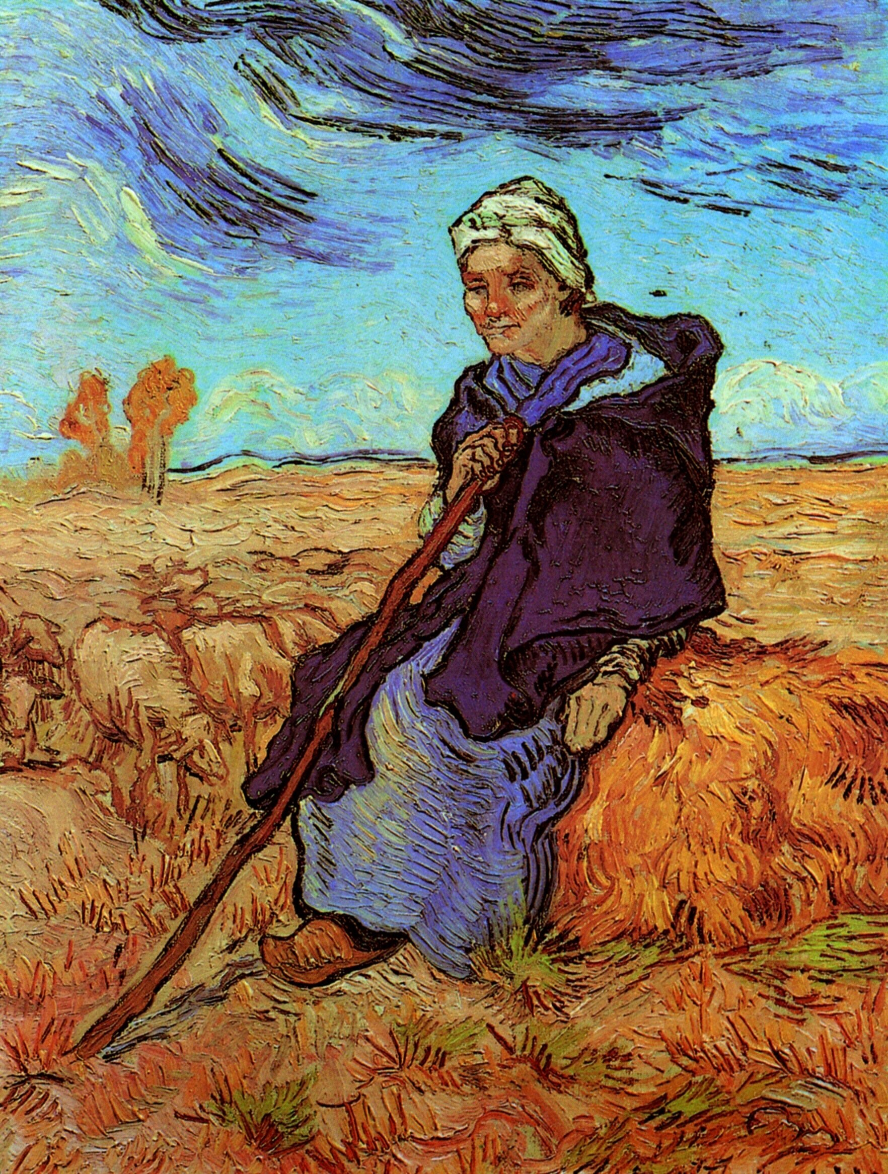 Ван Гог картины периода жизни в Сен-Реми - Пастушка, по работе Милле -  VanGogh-Vincent.ru